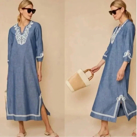 J. McLaughlin Pansy Denim Maxi Dress